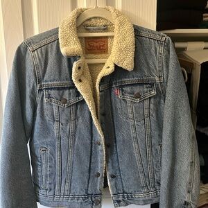 Levi's Blue Jean Jacket with Cream Sherpa Collar